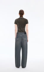 T-Shirt / JNBY Slim Fit Mesh Velvet Short Sleeve Tee