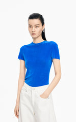 T-Shirt / JNBY Slim Fit Mesh Velvet Short Sleeve Tee