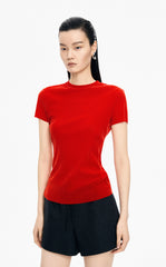 T-Shirt / JNBY Slim Fit Mesh Velvet Short Sleeve Tee