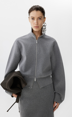 Sweater / JNBY Cotton Short Cardigan with Dual-Zip