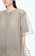 Dress / JNBY Pleated Mesh A-Line Short Sleeve Dress