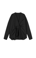 Shirt / JNBY Oversized V-Neck Cotton Poplin Shirt