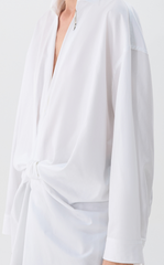 Shirt/JNBY Oversized Cotton Twill Bow-Knot V-Neck Shirt