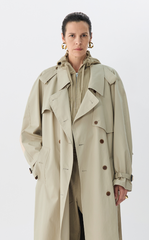 Coat / JNBY Relaxed Cotton Raglan-Sleeve Long Trench Coat
