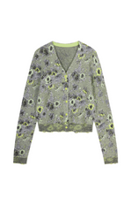 Sweater / JNBY V-Neck Floral Knit Cardigan