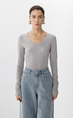 T-shirt / JNBY Tencel-Cashmere Slim Fit Long Sleeve T-Shirt