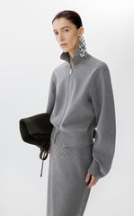 Sweater / JNBY Cotton Short Cardigan with Dual-Zip