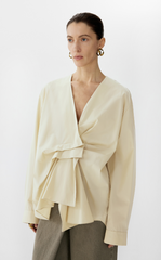 Shirt / JNBY Oversized V-Neck Cotton Poplin Shirt