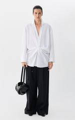 Shirt/JNBY Oversized Cotton Twill Bow-Knot V-Neck Shirt