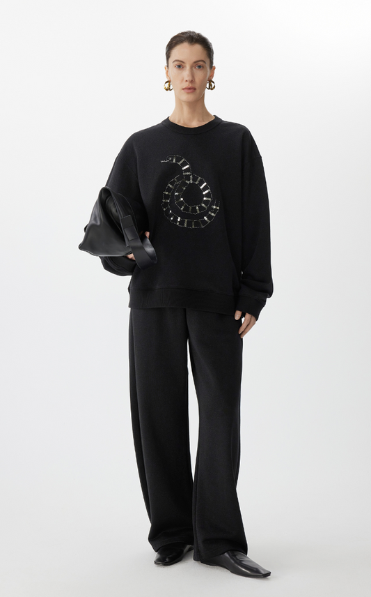 Sweatshirt / JNBY Embellished Snake Metallic Sweatshirt