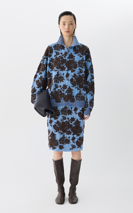 Sweater / JNBY Peony Jacquard Polo Neck Knit Pullover