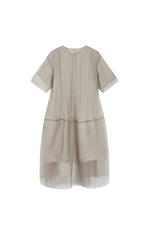 Dress / JNBY Pleated Mesh A-Line Short Sleeve Dress