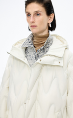 Down Coat / JNBY Wavy Quilted Long Hooded Down Coat