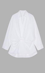 Shirt/JNBY Oversized Cotton Twill Bow-Knot V-Neck Shirt