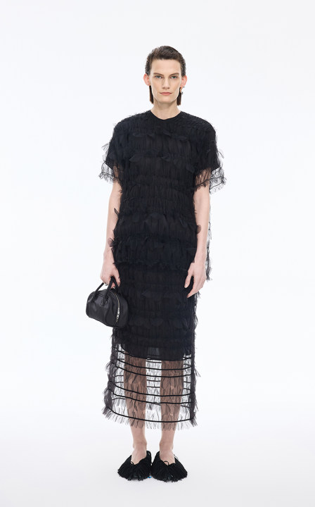 T-shirt / JNBY Sheer Mesh Loose-Fit Knit Tee