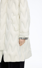 Down Coat / JNBY Wavy Quilted Long Hooded Down Coat