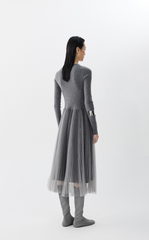 Dress / JNBY Basolan Wool Paneled X-Line Long Sleeve Dress