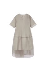 Dress / JNBY Pleated Mesh A-Line Short Sleeve Dress