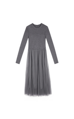 Dress / JNBY Basolan Wool Paneled X-Line Long Sleeve Dress
