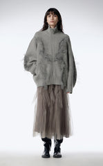 Sweater / JNBY Relaxed Wool Cardigan in Mesh Design