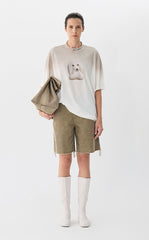 Pants / JNBY Frayed Hem Wide-Leg Corduroy Shorts