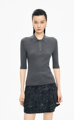Sweater / JNBY Silk-Cotton Fitted Knit Polo