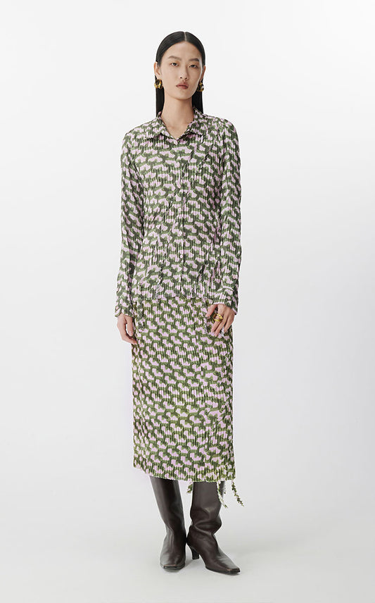 Shirt / JNBY Wrinkled Patterned Long Sleeve Shirt