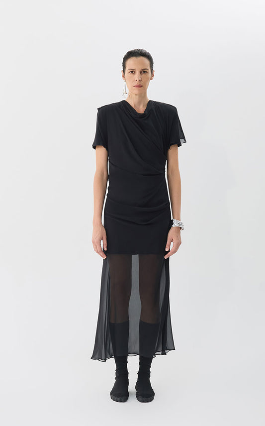 Dress / JNBY X-Line Silk Chiffon Short Sleeve Dress