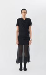 Dress / JNBY X-Line Silk Chiffon Short Sleeve Dress