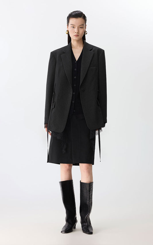 Blazer / JNBY Luxe Lace-Trimmed Wool Blazer