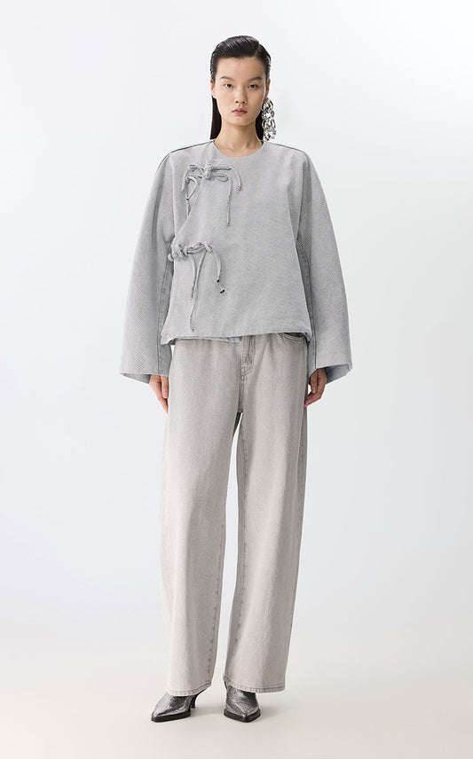 Coat / JNBY Oversized Chinese-Inspired Denim Jacket