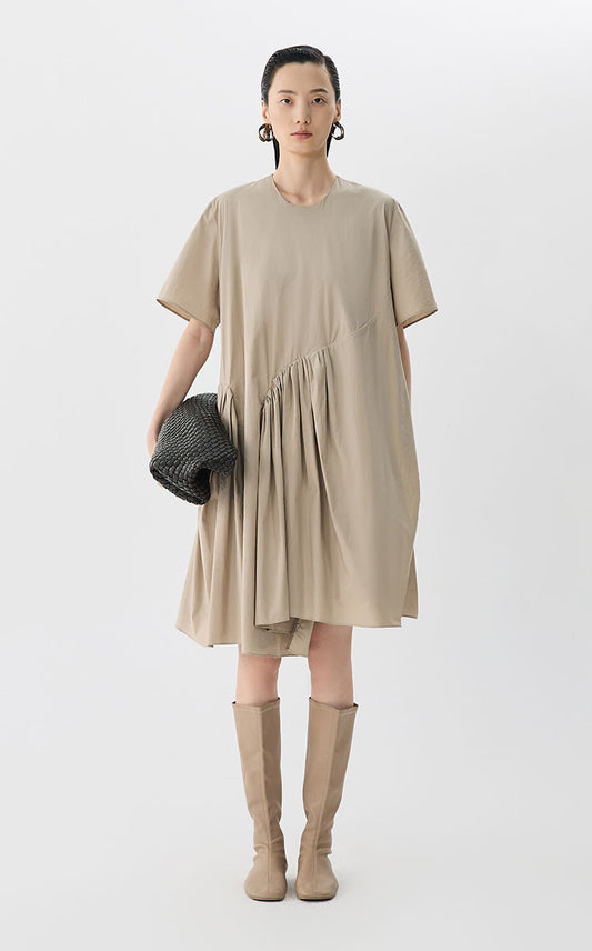 Dress / JNBY Cotton Pleated Waist Short Sleeve Dress