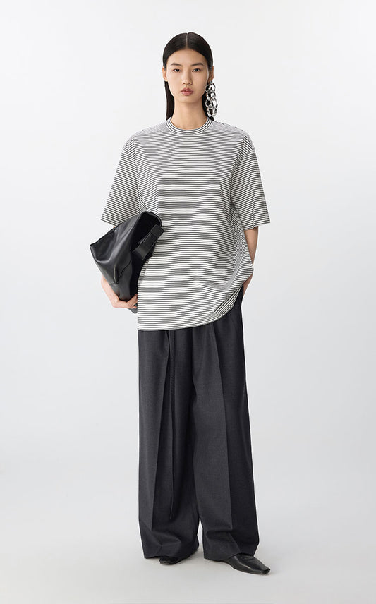 T-Shirt / JNBY Oversized Stripe Cotton Tee