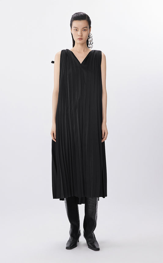 Dress / JNBY Pleated Satin A-Line Dress