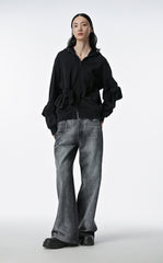 Sweatershirt / JNBY Playful Three-Dimensional Bow-Knot Hooded Loose Fit Sweatershirt