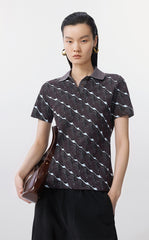 Sweater / JNBY Jacquard Pattern Short Sleeve Knit Top