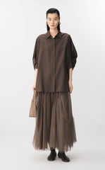 Skirt / JNBY Sheer Mesh Ruffle Hem Skirt