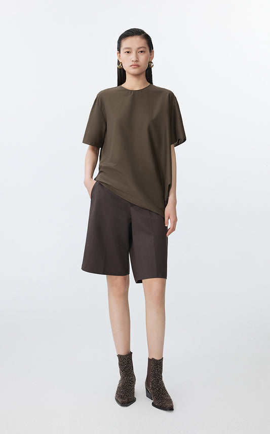 Shirt / JNBY Asymmetrical Cotton-Silk Top