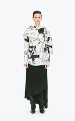 Shirt / JNBY Wrap-Style Silk Comic Print Blouse