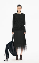 T-Shirt / JNBY Wool Blend Ruched Long Sleeve Tee