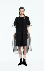 Dress / JNBY Pleated Mesh A-Line Short Sleeve Dress
