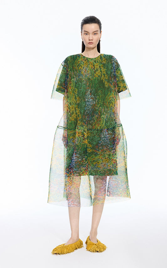 Dress / JNBY Kew Gardens Pleated Printed A-Line Dress