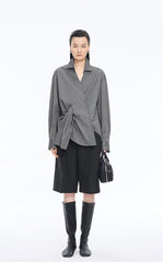 Shirt / JNBY Oversized Stripe-Layered Cotton Shirt