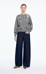 Sweater / JNBY Botanical Short Cropped Fit Wool Cardigan