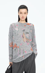 Sweater / JNBY Botanical Motif Mohair Blend Pullover