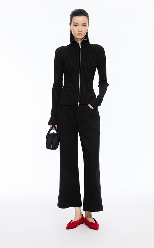 Sweater / JNBY Fitted Wool Blend Cropped Cardigan