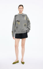 Sweater / JNBY Oversized Wool-Blend Botanical Pullover