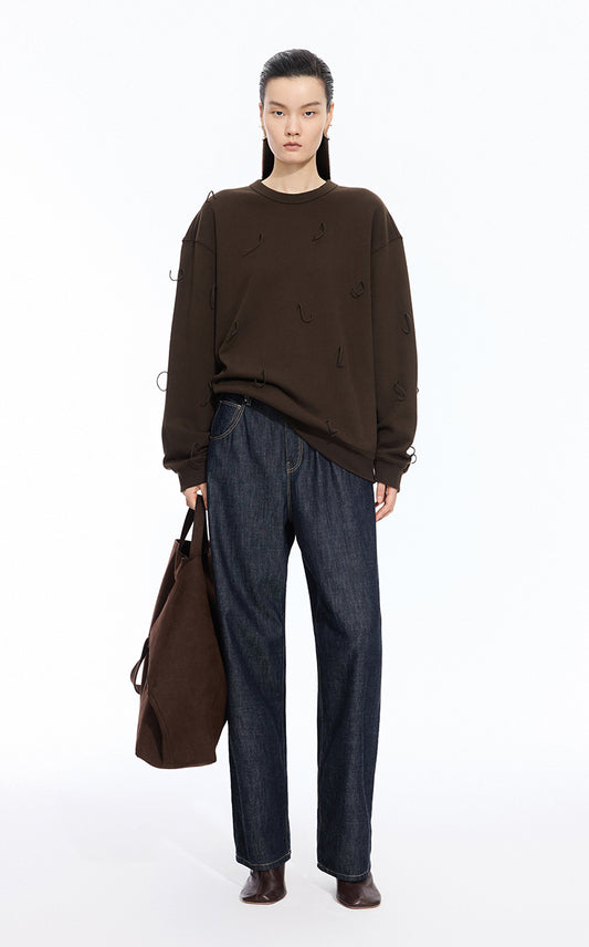 Sweatshirt / JNBY Loose Cotton Fringe Sweatshirt