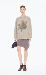 Sweatshirt / JNBY Botanical Print Cotton Pullover