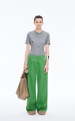 Pants / JNBY Coated Straight-Leg Extra-Long Jeans